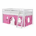 Kd Cama De Bebe Roxy Twin Wood Junior Loft Bed with White with Pink & White Tent KD3843127